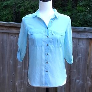 Sky Blue 3/4 Sleeve Blouse